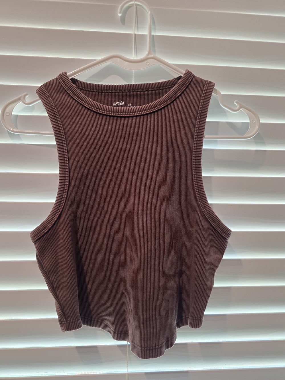 aerie Ribbed Cropped Tank Top - Brown